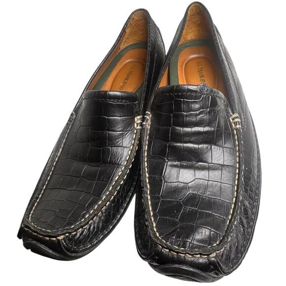 H.S. Trask Shoes Mens Size 10 Croc Embossed Driving Loafer Old Money Moc Leather - Picture 13 of 15